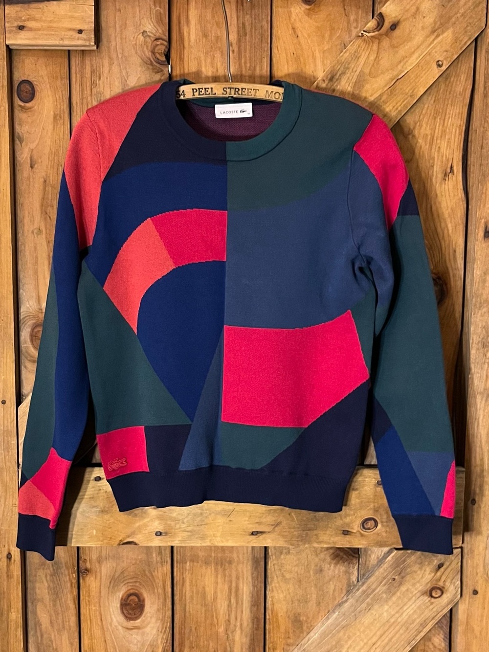 Lacoste Multicolor Geometric Colorblock Crewneck Sweater Size 38